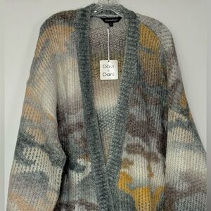 Davi & Dani NWT 2XL Oversized Long Sleeve Open Front Knit Cardigan Sweater Camo